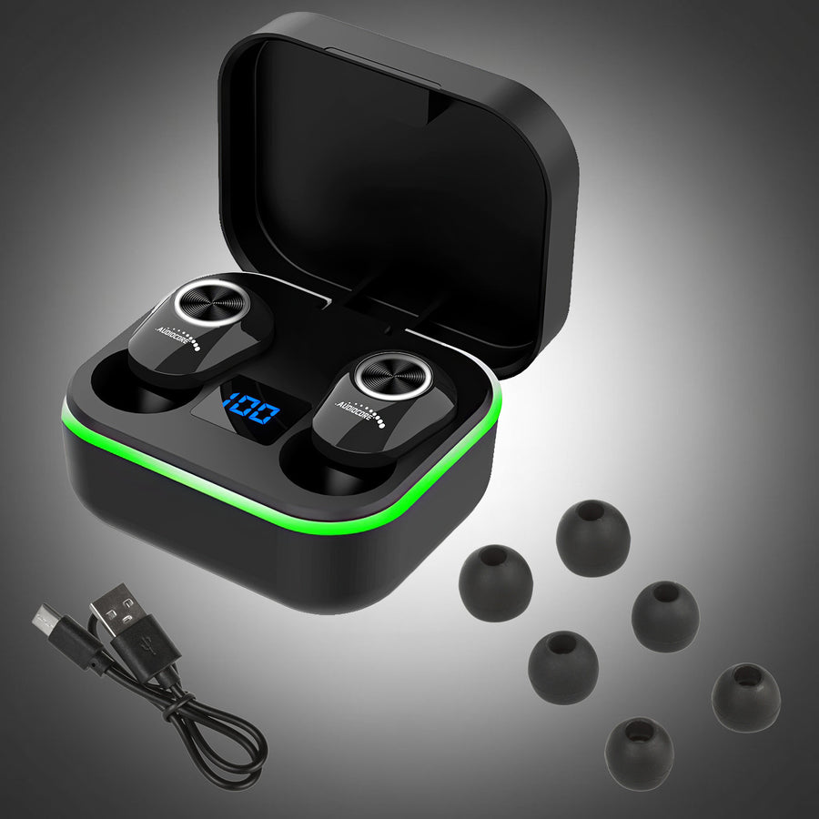 Casti TWS BT 5.1 Audiocore cu statie de incarcare, 300mAh, AC580 negru