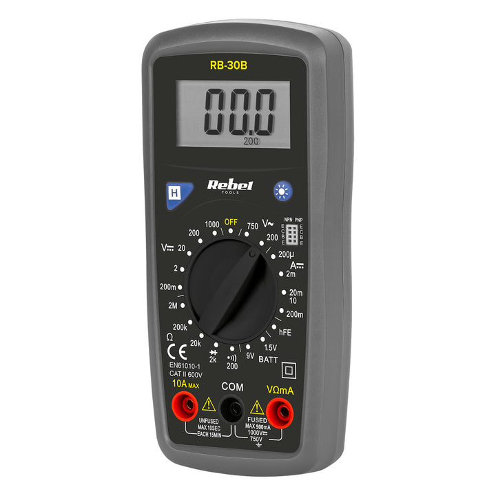 Multimetru universal Rebel Tools RB-30B, contor universal digital, cabluri de măsurare