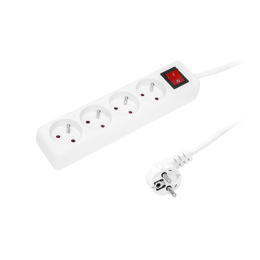 Cablu prelungitor 4 prize cu întrerupător 1,5 m alb PR-470wsp 3x1,5 mm Blow