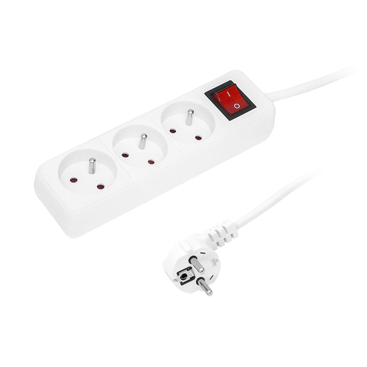 Cablu prelungitor cu 3 prize cu întrerupător de 1,5 m alb PR-370wsp 3x1,5 mm Blow