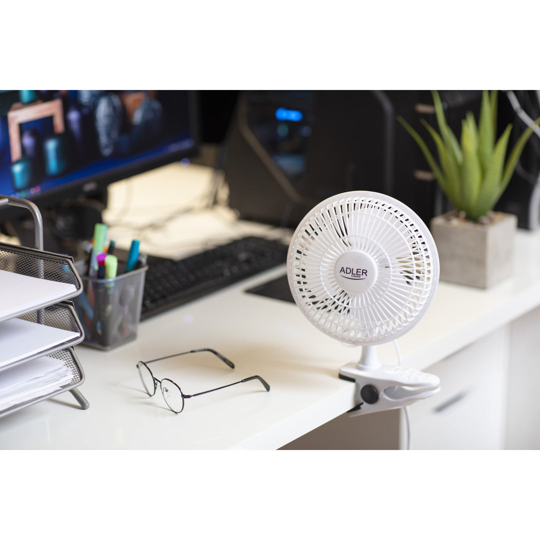 Ventilator de birou Adler, cu clema și bază, diametru 15 cm, putere max. 30W, AD7317
