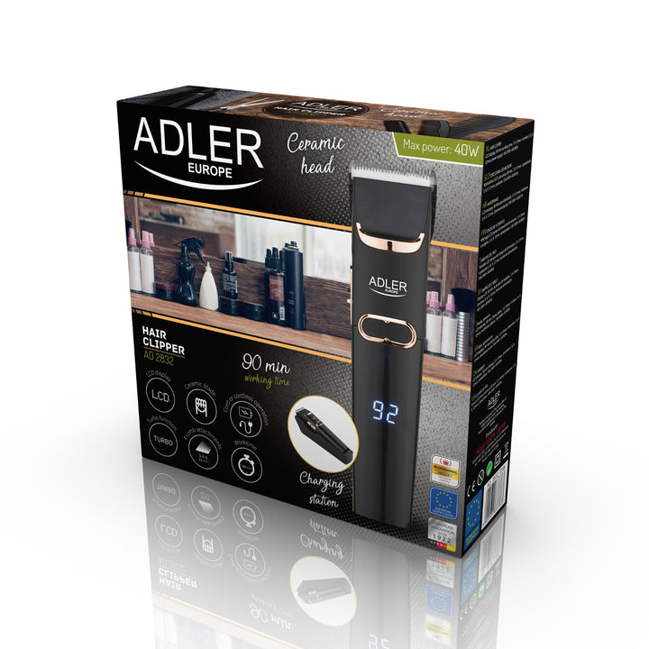 Mașină de tuns par Adler, afișaj LCD, 40 W, AD 2832