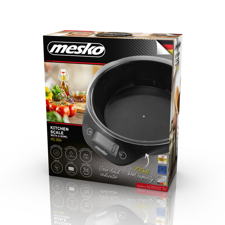 Cântar de bucătărie Mesko MS 3164 cu bol cu o capacitate maximă de încărcare de 5 kg
