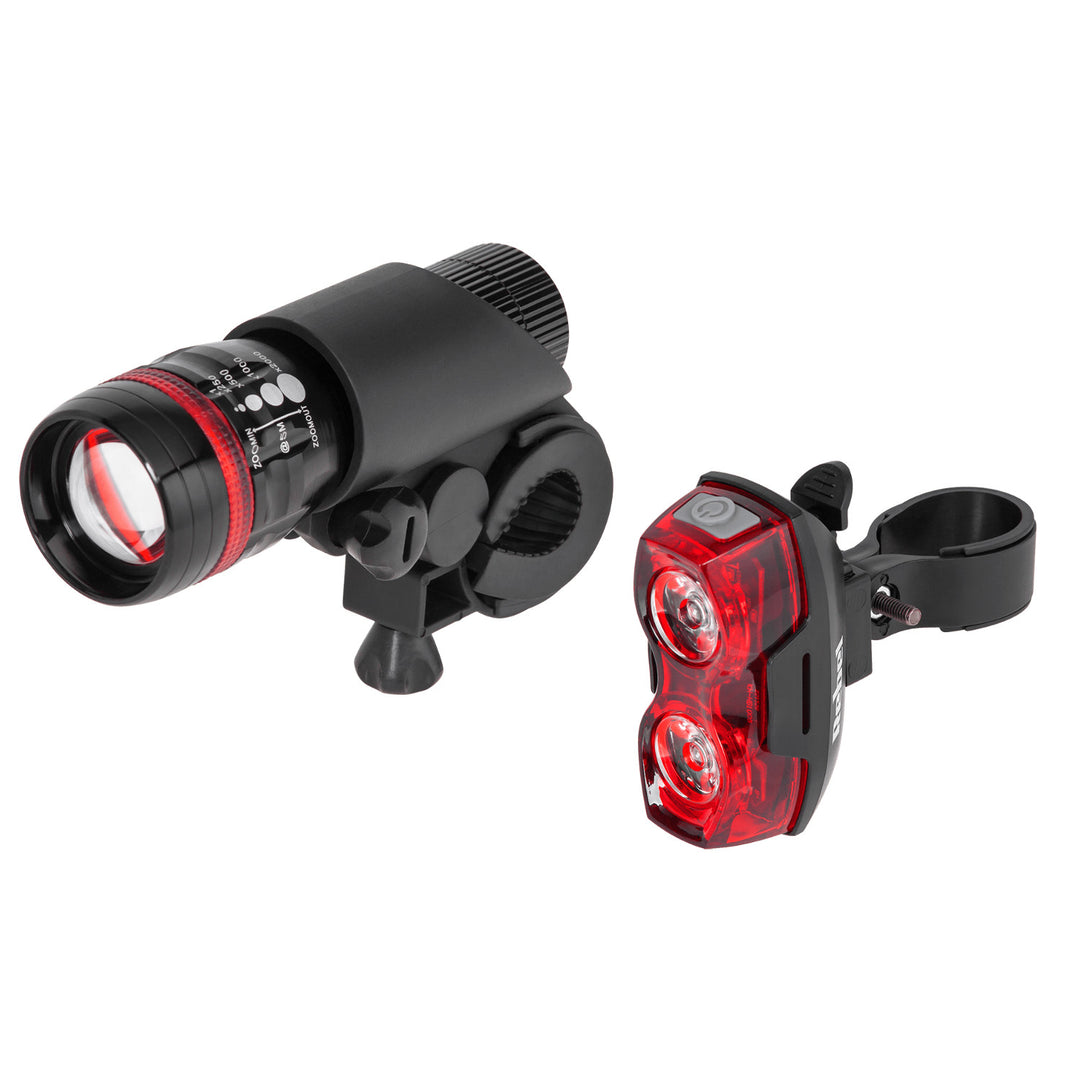 Set de lumini pentru biciclete Rebel, alimentat cu baterie, lumină față și spate, URZ0910