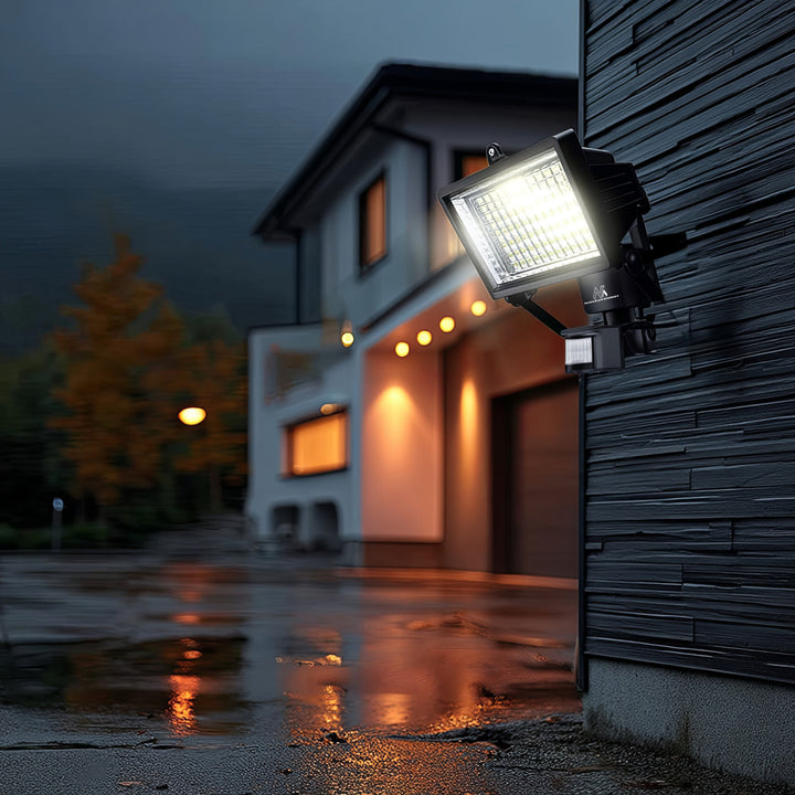 Proiector solar cu senzor de amurg si mișcare, LED, Maclean Energy IP44, 6W, 360lm, 6000K alb rece, baterie reîncărcabilă Li-ion 2400 mAh, 5.5V DC MCE442