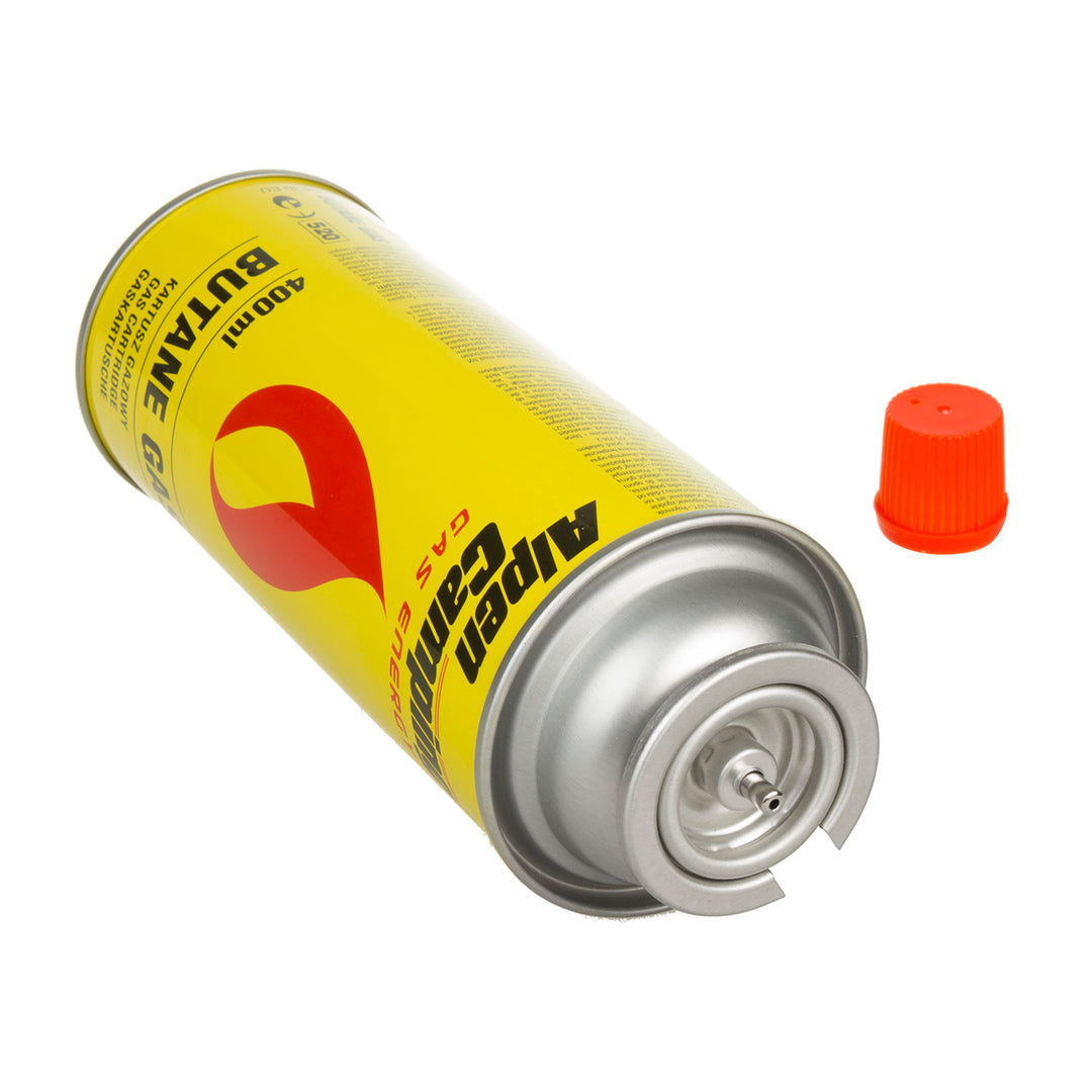 Cartuș de gaz 400 ml Alpen Camping. certificat: Pi 0875, conform EN417, izobutan, domeniu de funcționare -10 ° C până la + 40 ° C, IK004