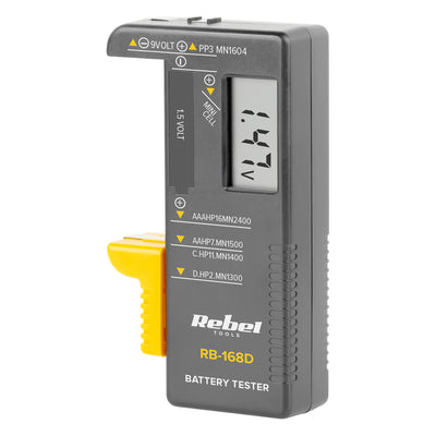 Tester digital de baterii Rebel 9 V, AAA, AA, C, D, RB-168D