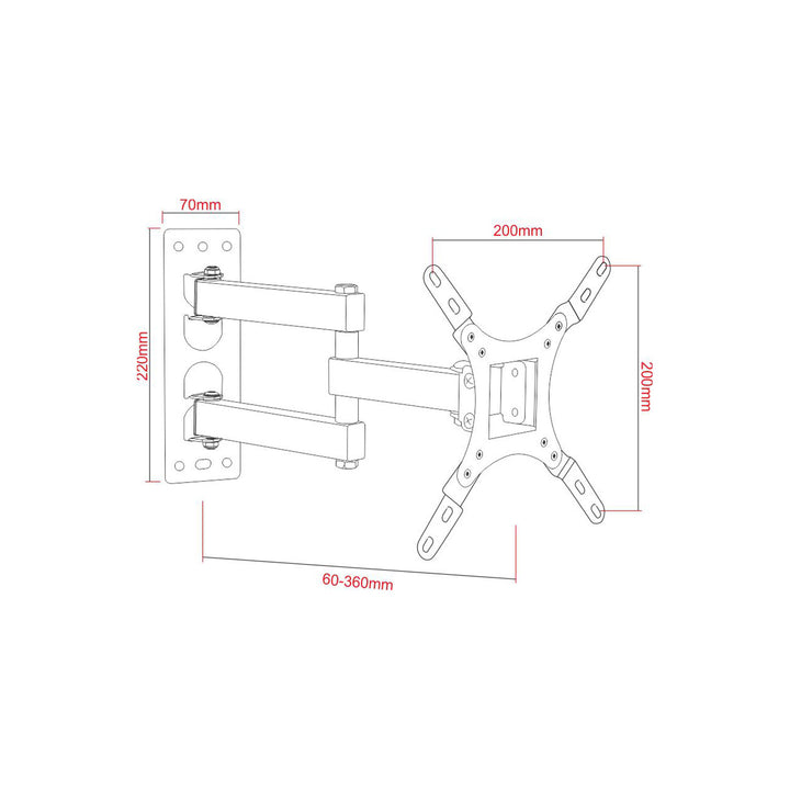 ART Suport TV, 17-42'', 25kg, negru, VESA 200x200, AR-57A
