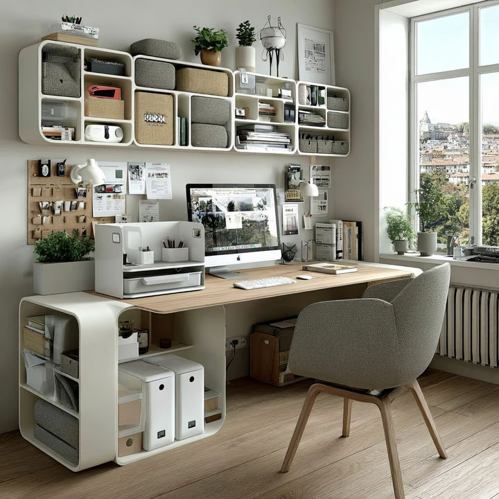 Organizator birou cu sertar si incarcare wireless Ergo Office ER-4401, alb
