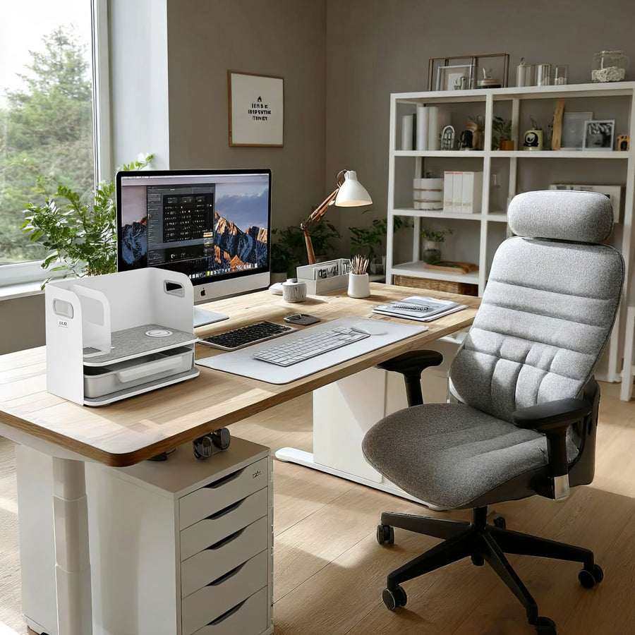 Organizator birou cu sertar si incarcare wireless Ergo Office ER-4401, alb