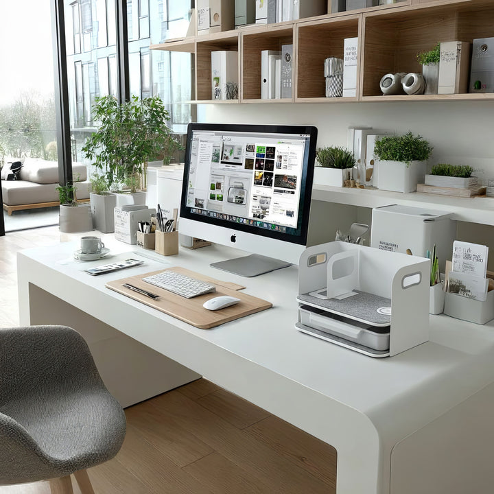 Organizator birou cu sertar si incarcare wireless Ergo Office ER-4401, alb
