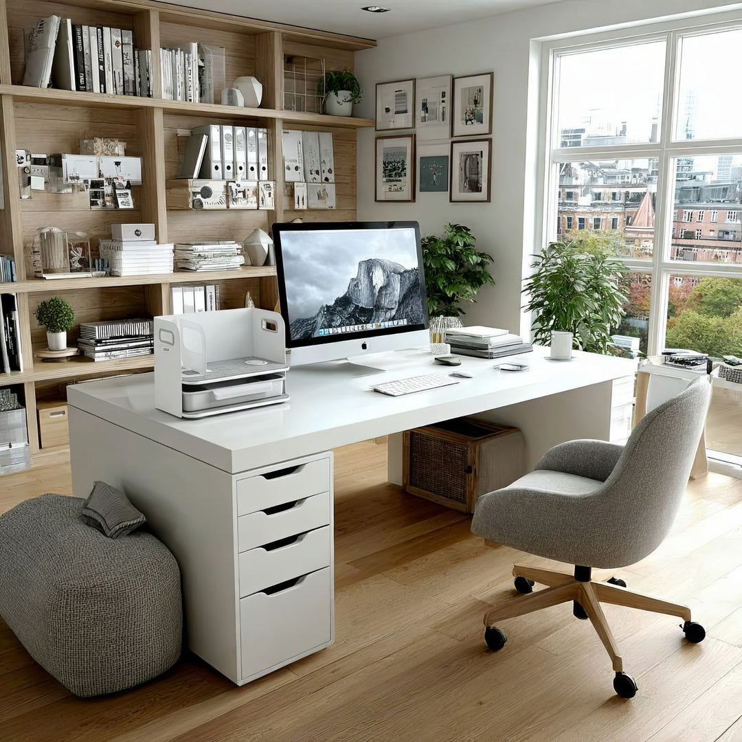 Organizator birou cu sertar si incarcare wireless Ergo Office ER-4401, alb