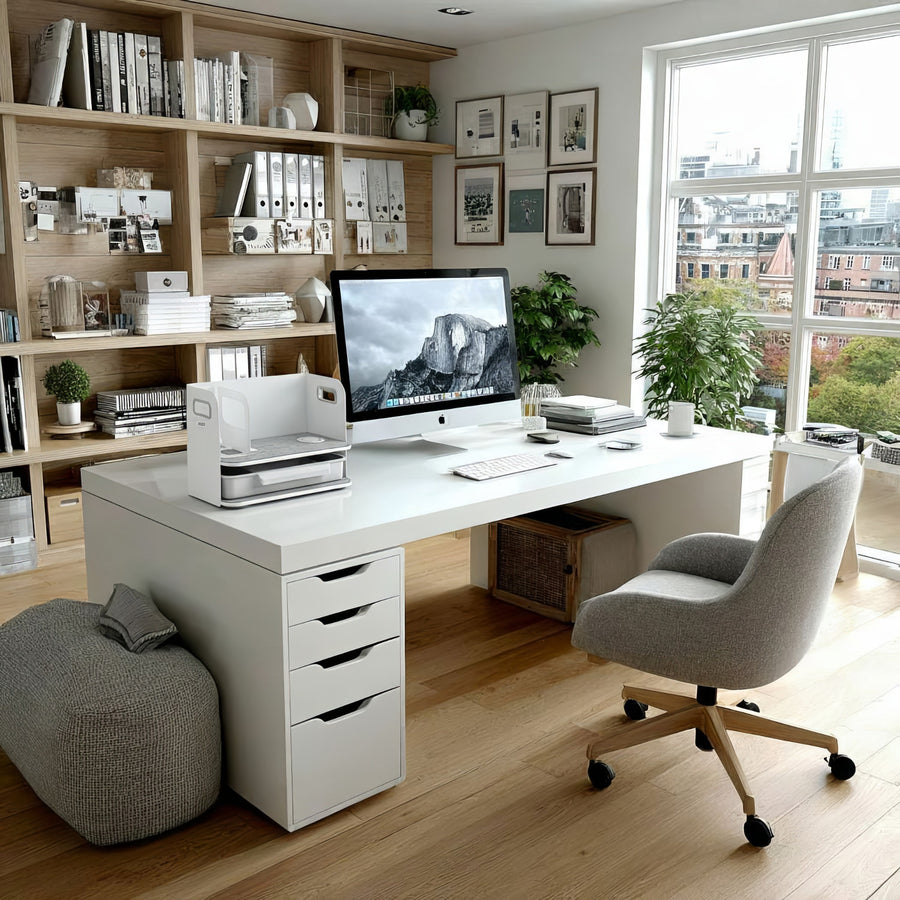 Organizator birou cu sertar si incarcare wireless Ergo Office ER-4401, alb