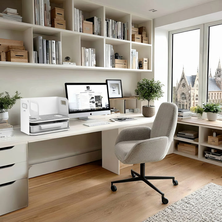 Organizator birou cu sertar si incarcare wireless Ergo Office ER-4401, alb