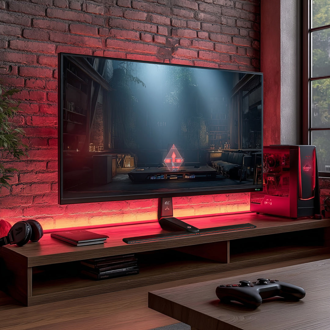 Suport pentru monitor de gaming NanoRS, reglabil pe înălțime, RGB LED, 32-55", max VESA 400x400, max. 40kg, RS167