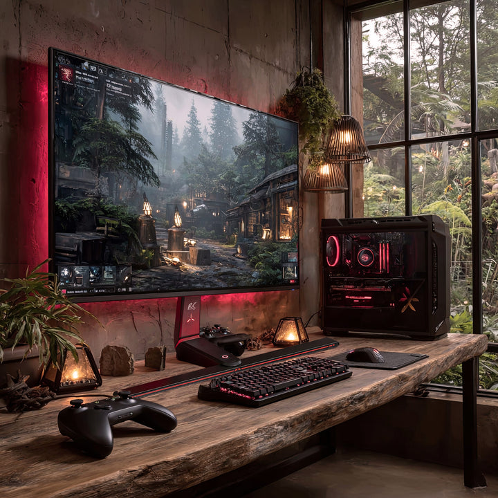 Suport pentru monitor de gaming NanoRS, reglabil pe înălțime, RGB LED, 32-55", max VESA 400x400, max. 40kg, RS167