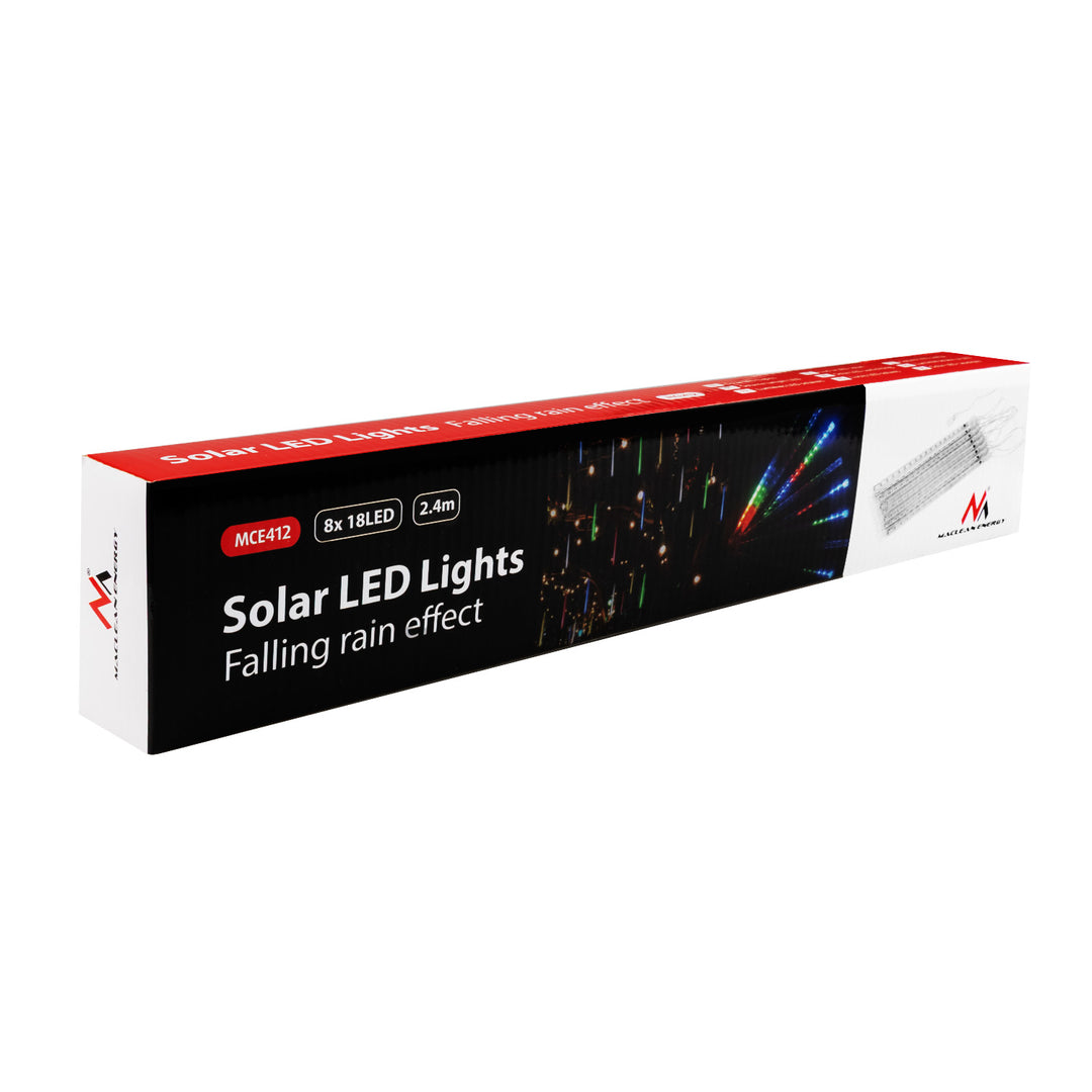 Maclean MCE411 Solar Led Lights 2.4m, 144 de LED-uri, modul LED, baterie Li 800mAh, căderea ghețurilor