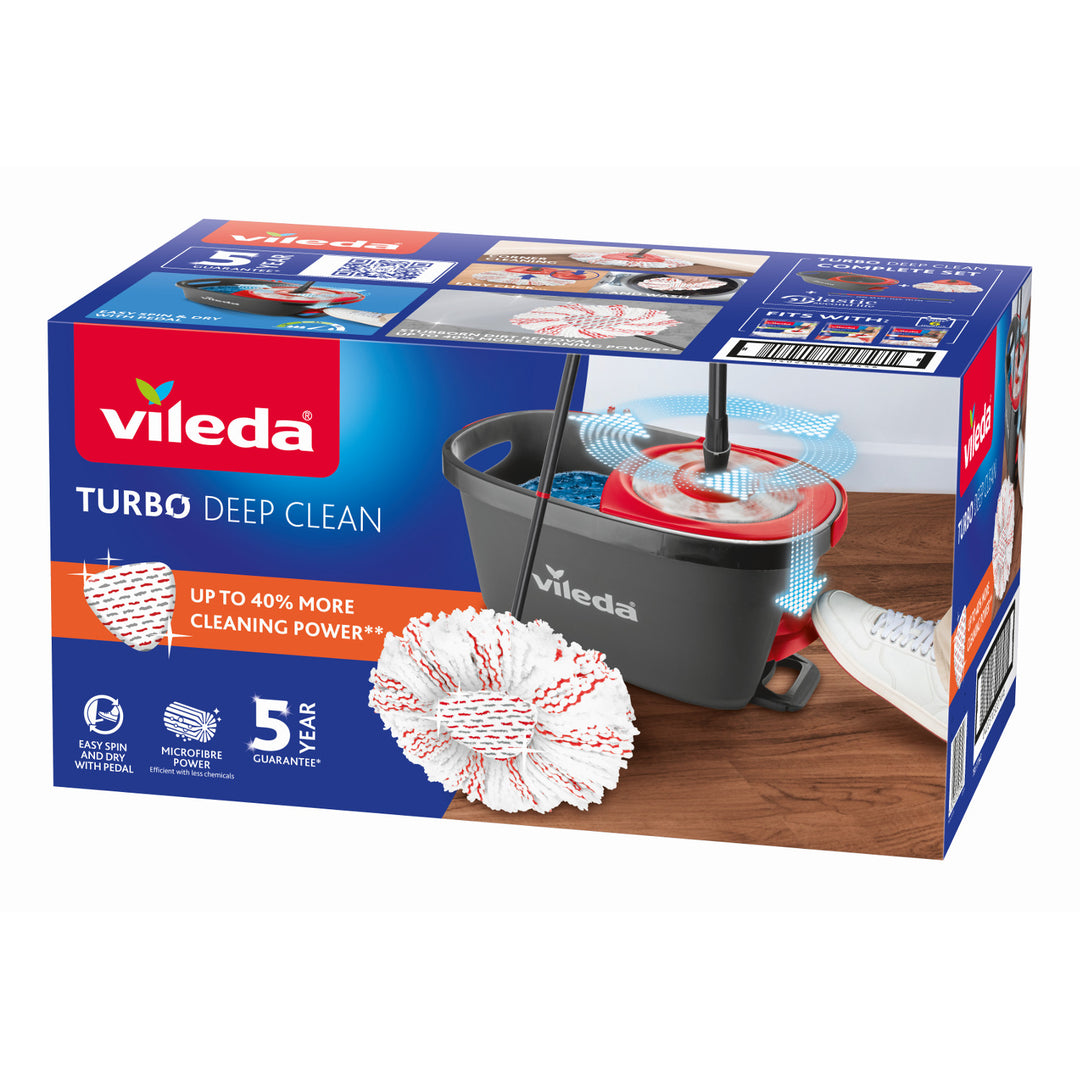 Set de mop rotativ cu mâner și găleată Vileda Turbo Deep Clean