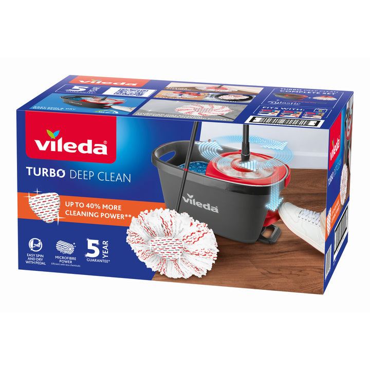 Set de mop rotativ cu mâner și găleată Vileda Turbo Deep Clean