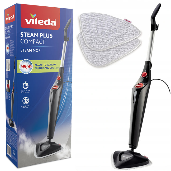Mop cu abur Vileda Steam Plus Compact, putere 1550 W, capacitate rezervor 400 ml, 2 cartușe,