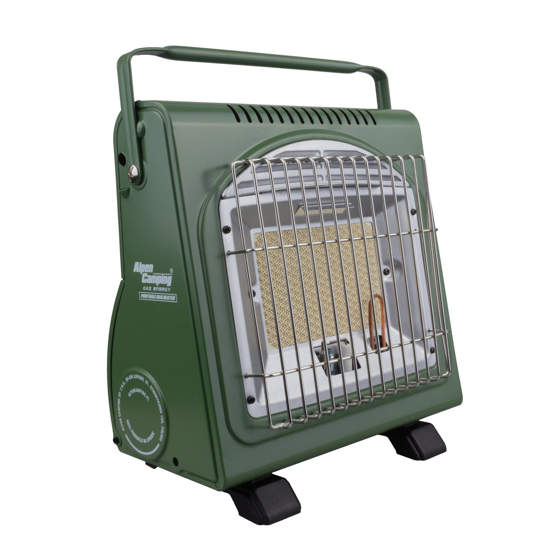 Aragaz portabil 2 în 1, pe cartuse de gaz cu funcție de încălzitor portabil, aragaz de camping, consum de gaz 108g/h, aprindere piezoelectrică
