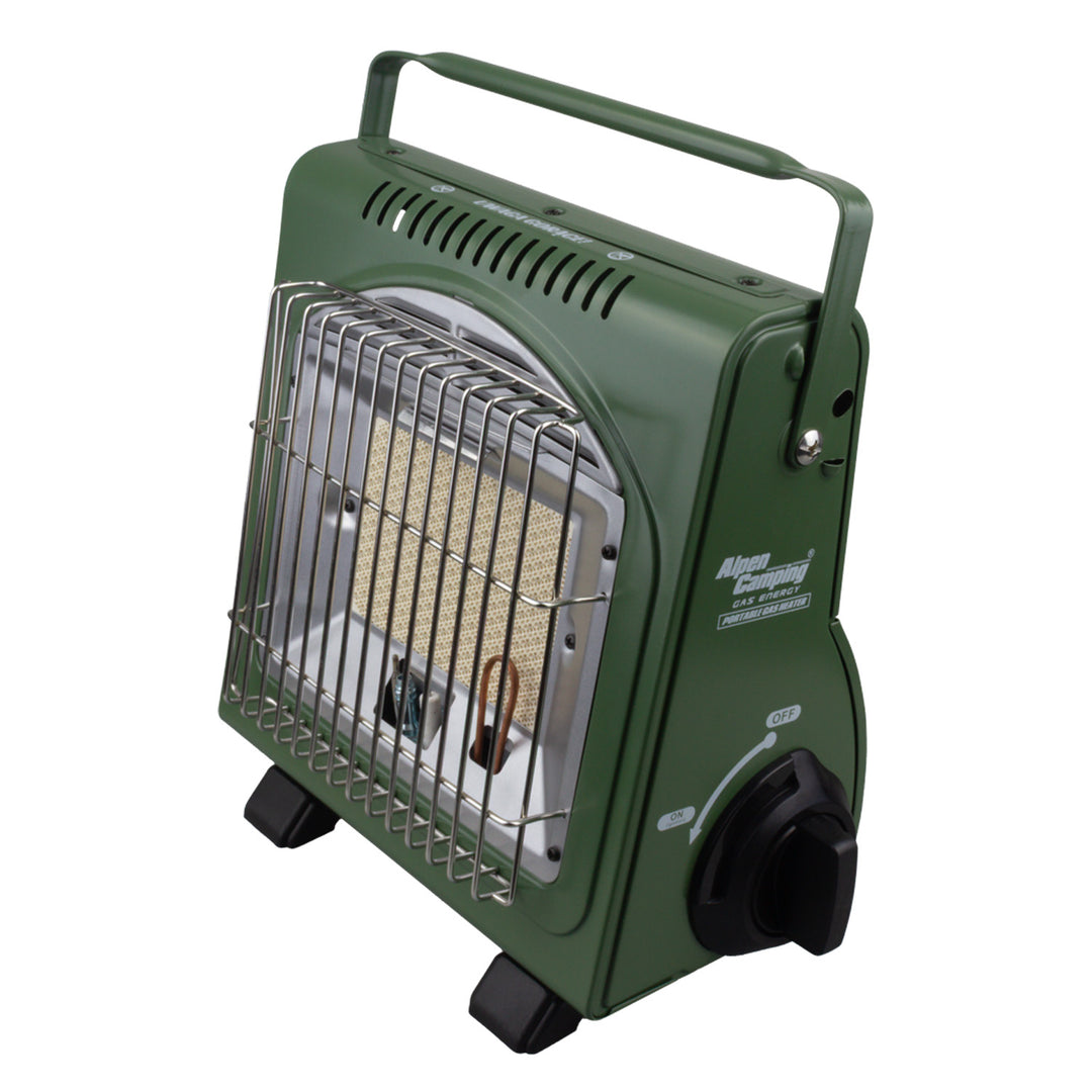 Aragaz portabil 2 în 1, pe cartuse de gaz cu funcție de încălzitor portabil, aragaz de camping, consum de gaz 108g/h, aprindere piezoelectrică