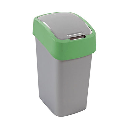 Coș de gunoi Cuver, pentru segregare, cu capac, gri, cadru verde, 25L, Flip Bin
