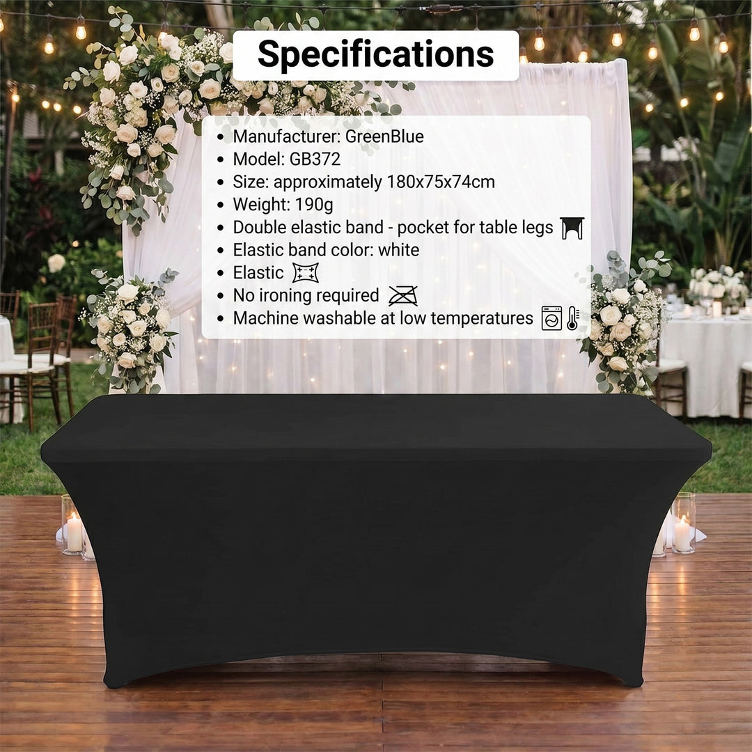 Husa elastica pentru masa, GreenBlue GB371, 180x75x75 cm, negru