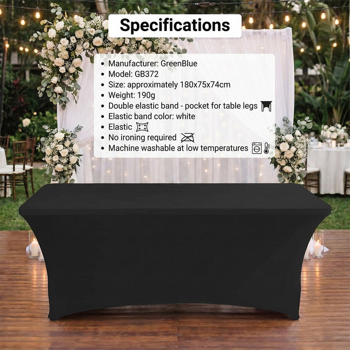 Husa elastica pentru masa, GreenBlue GB371, 180x75x75 cm, negru