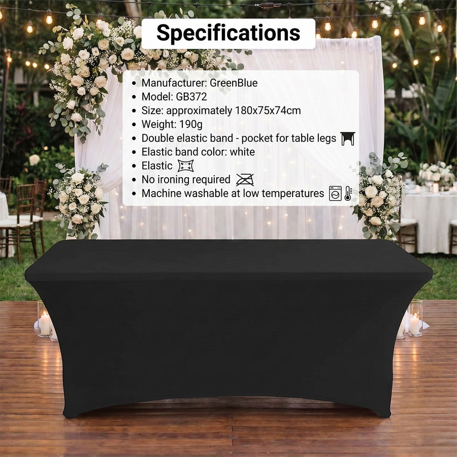 Husa elastica pentru masa, GreenBlue GB371, 180x75x75 cm, negru