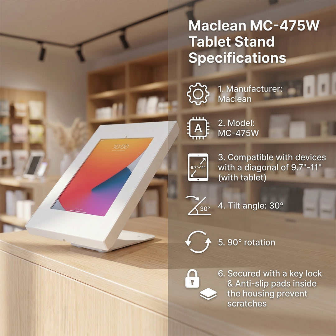 Suport de perete pentru tablete, MC-475W, cu blocare, 9,7"-11"