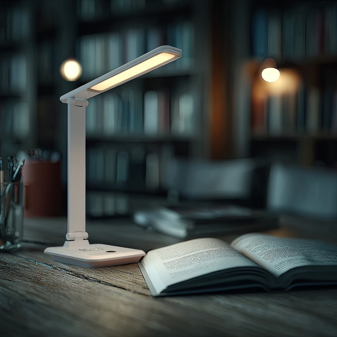 Lampa de birou LED, 9W, Maclean MCE616W, alb cu încărcător Qi cu inducție