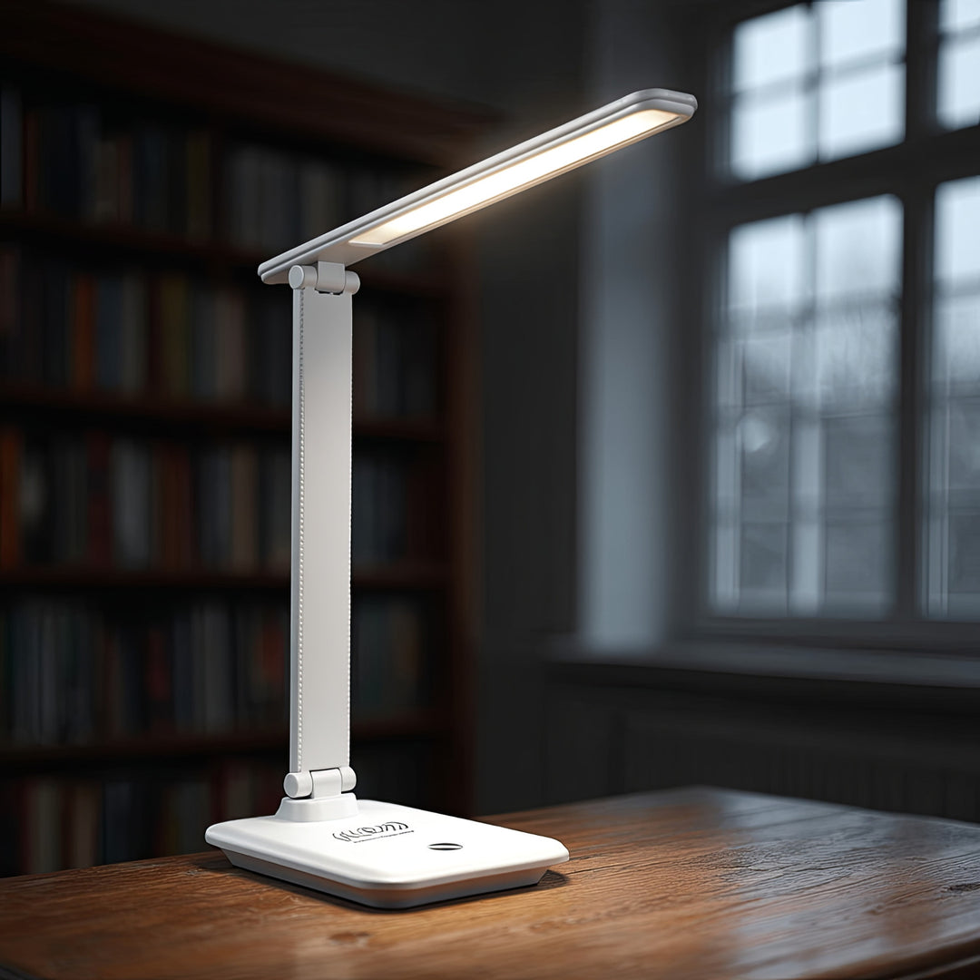 Lampa de birou LED, 9W, Maclean MCE616W, alb cu încărcător Qi cu inducție
