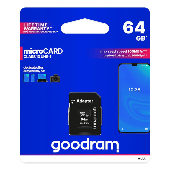 Card de memorie microSD de 64 GB cu adaptor Classpath 10 Goodram