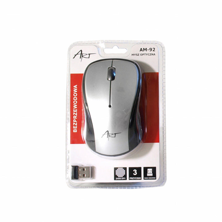Art mouse optic, fără fir, USB, argintiu, AM-92B