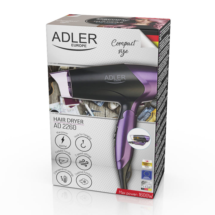 Uscător 1600W cu mâner rabatabil și concentrator de aer Adler AD 2260