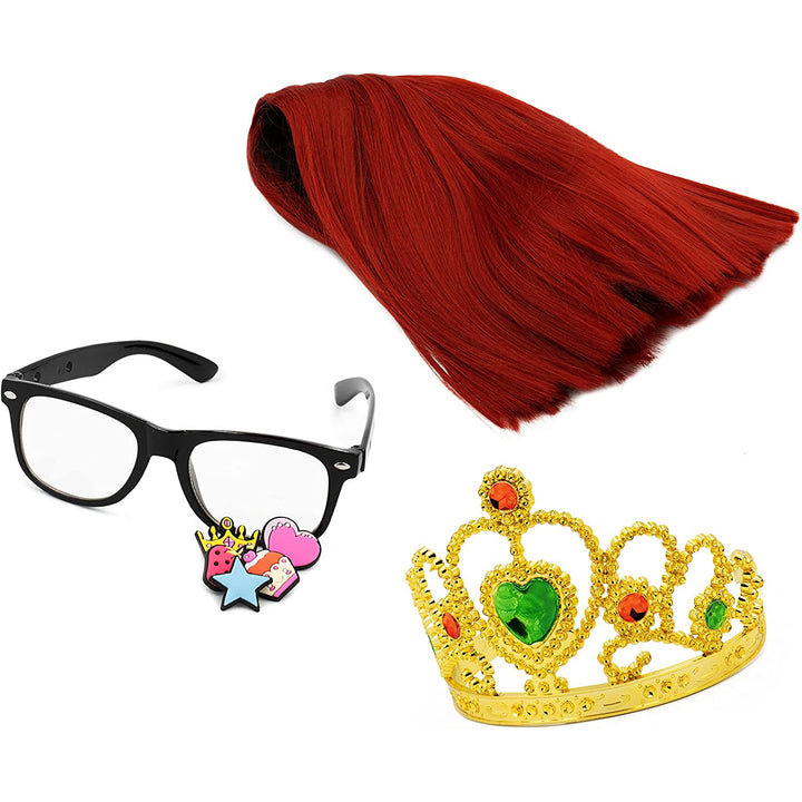 Influ Heroes Miss Aga, perucă, coroană, ochelari, perucă, coroană și ochelari