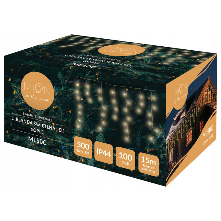 Ghirlandă luminoasă ML50C 100 Sopli 500 Led 15m alb cald IP44