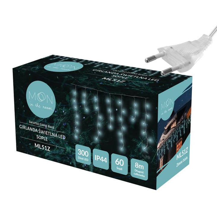 Ghirlandă luminoasă ML51Z 60 icicles 300 Led 8m alb rece IP44