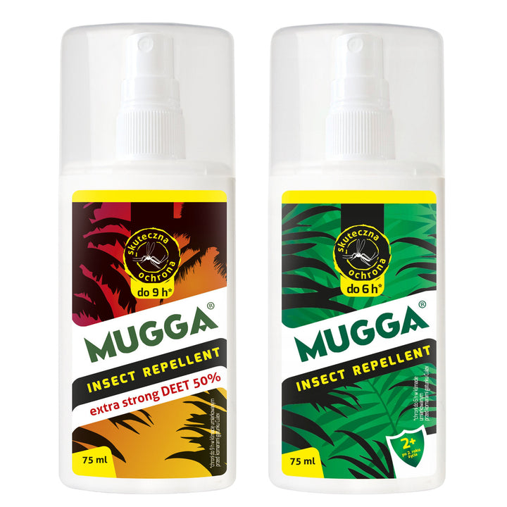 Set 2X MUGGA 50% + 9,5% DEET Repelent de țânțari pentru familie