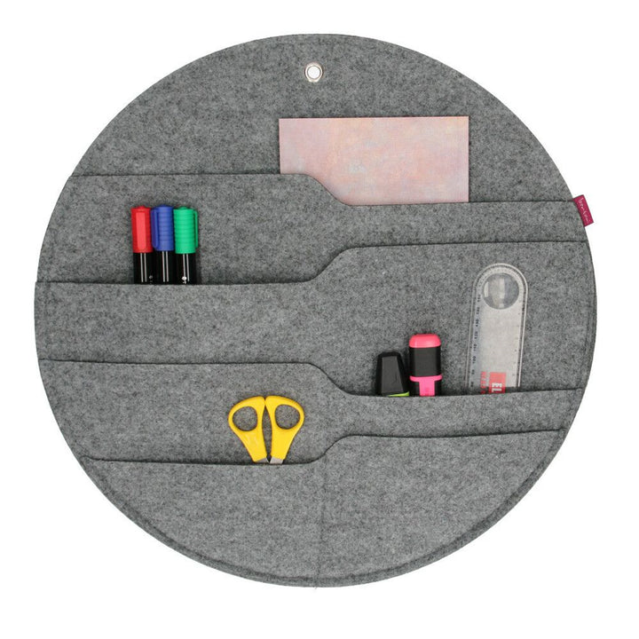 Bertoni organizator de perete din pâslă Circle XL diametru 45 cm - gri, 4 buzunare