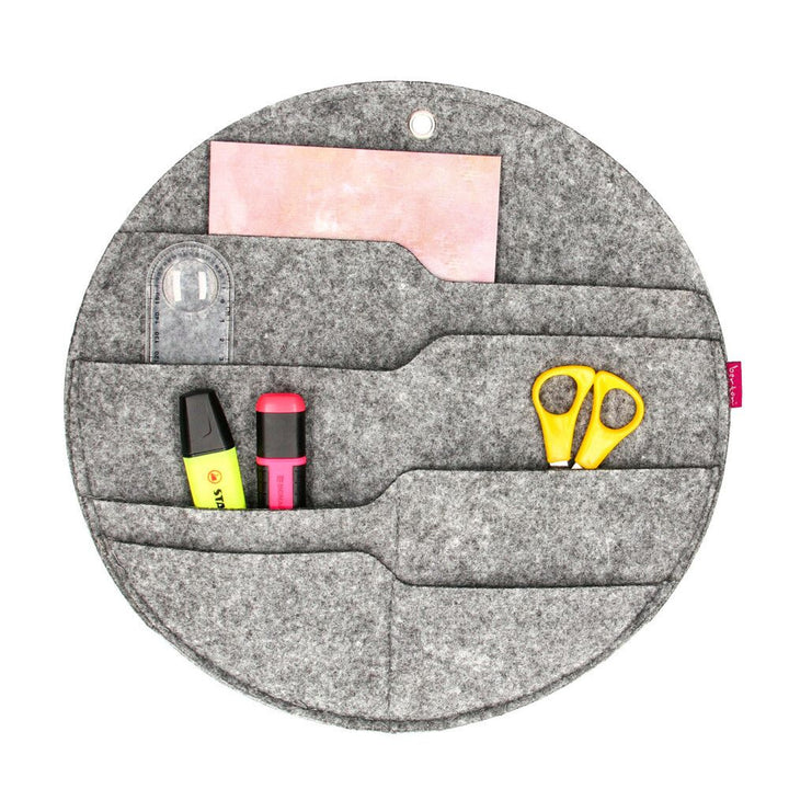 Bertoni organizator de perete din pâslă Cerc L diametru 35 cm - gri, 4 buzunare