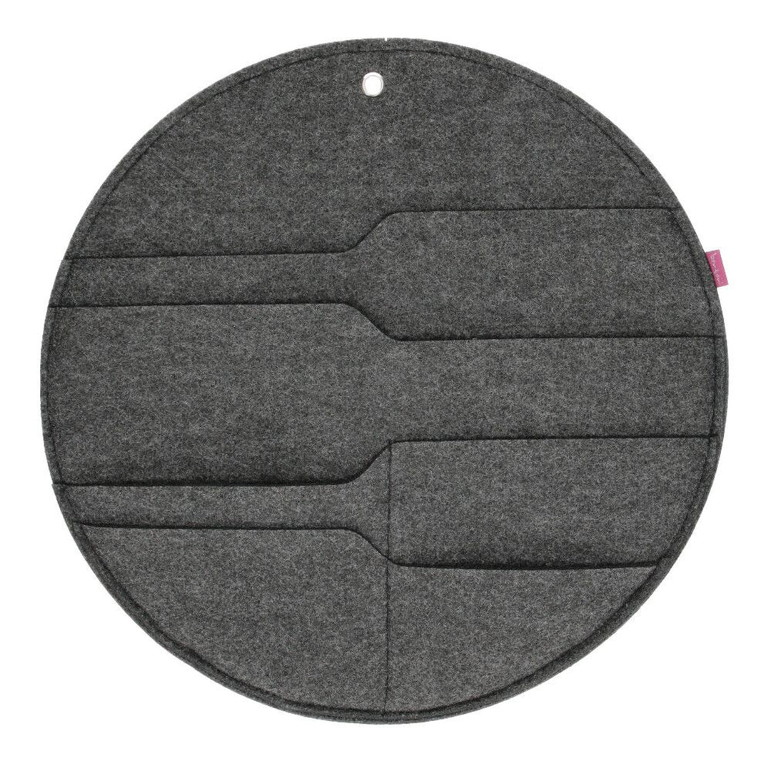Bertoni organizator de perete din pâslă Cerc L diametru 35 cm - antracit, 4 buzunare