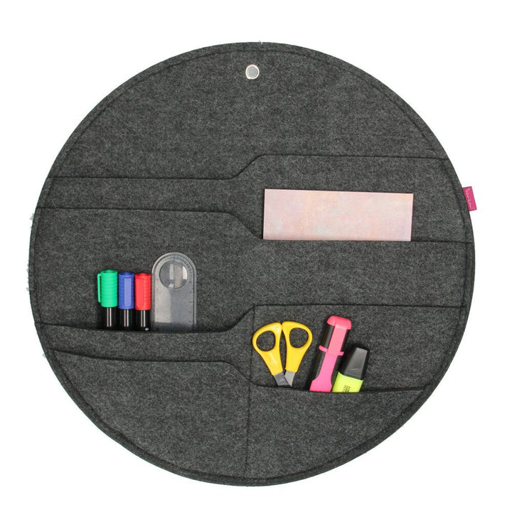 Bertoni organizator de perete din pâslă Circle XL diametru 45 cm - antracit, 4 buzunare