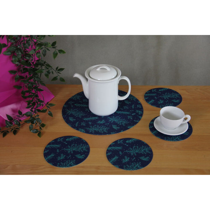 Set covoraș de masă rotund din pâslă 1 + 4 - JUNIPER
