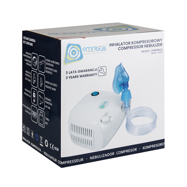 Inhalator cu compresor Omnibus BR-CN116 alb + tubulatură + pungă