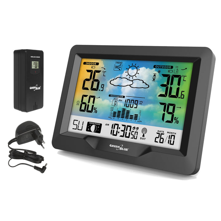Stație meteo fără fir GreenBlue GB540 + adaptor de alimentare