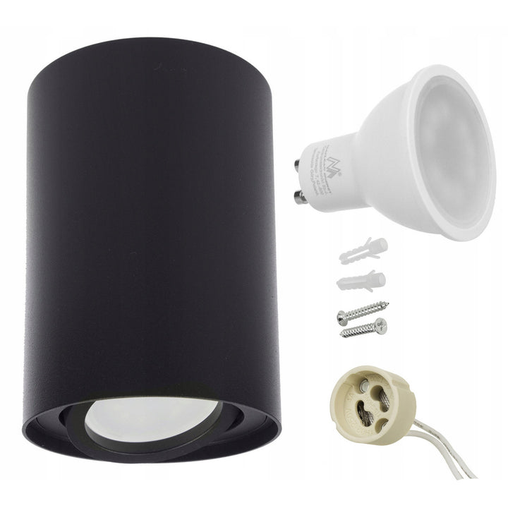 Maclean Round Plafond negru MCE422 B + bec LED GU10 5W 4000K