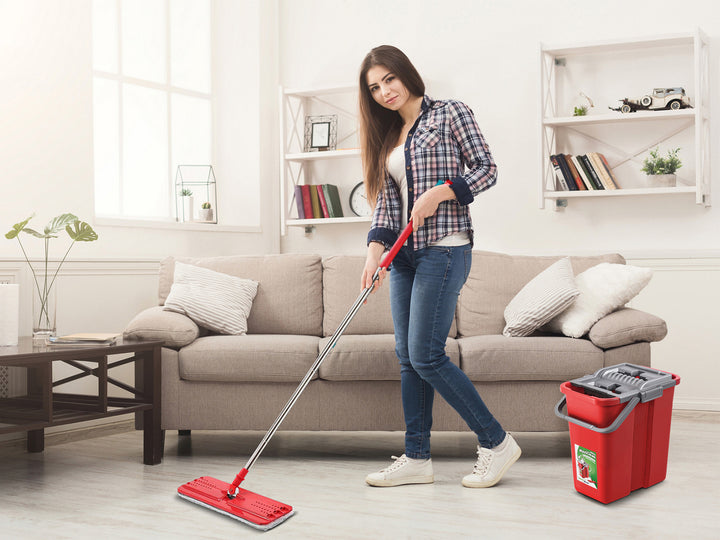 Găleată automată pentru mopuri plate+3 inserții din microfibre