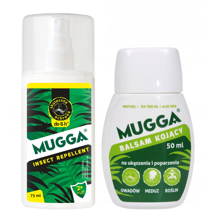 Mugga spray 9,5% 75ml pentru țânțari căpușe + Loțiune calmantă 50ml